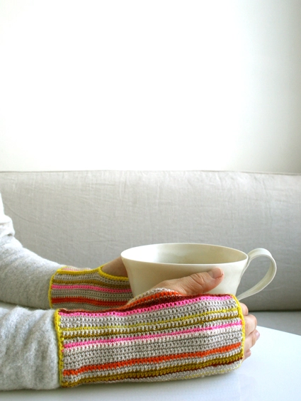 Crocheted Striped Hand Warmers | Purl Soho