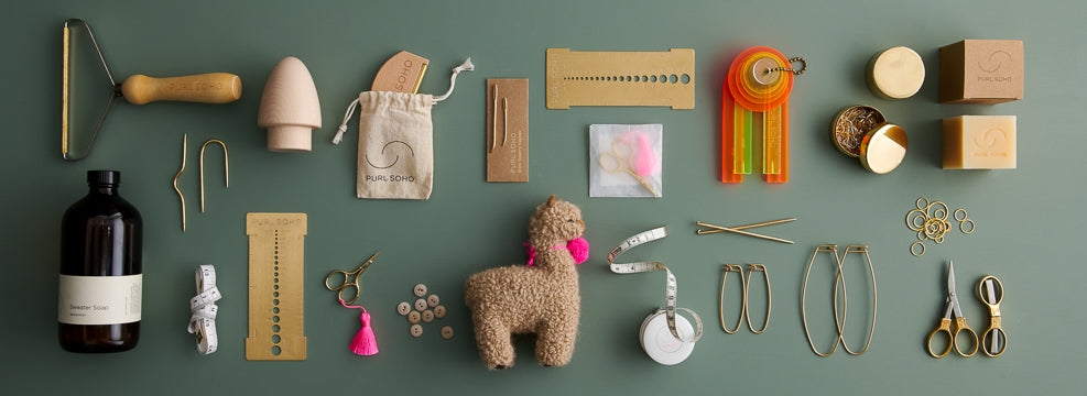 Shop Purl Soho-brand knitting tools and knitting notions, including stitch markers, stitch holders, pom pom makers, and more.