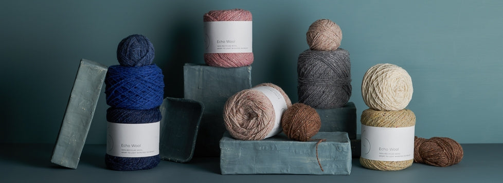 Shop recycled fiber yarns, including our Echo Wool, made with beautiful 100% recycled wool.