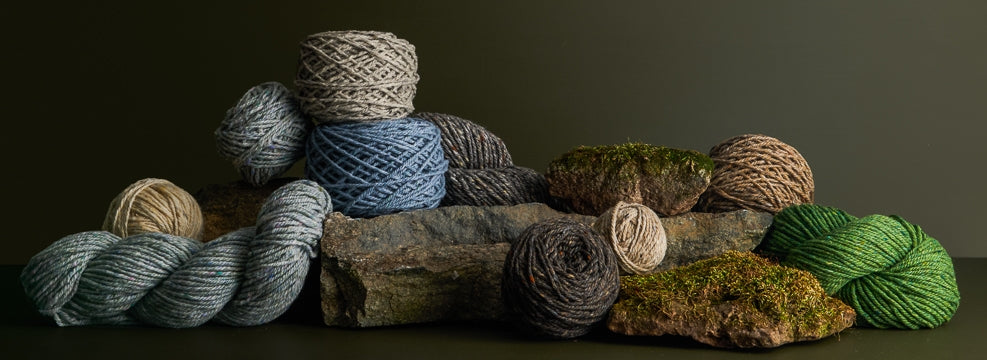 Shop beautiful woolen-spun yarns, including our Irish tweed Wild Donegal yarn.