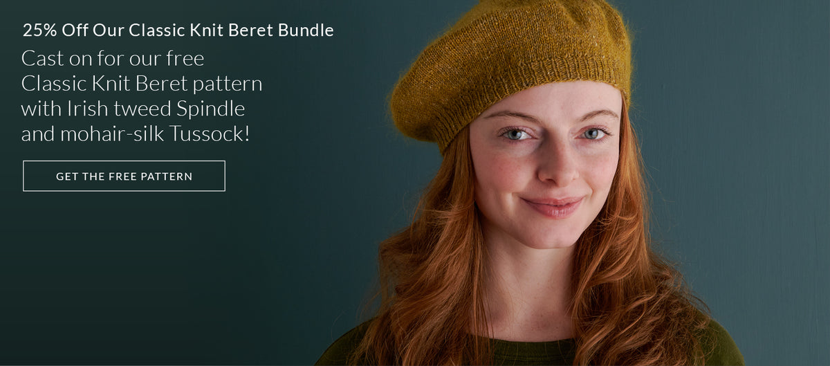 Cast on for our free Classic Knit Beret pattern with 25% off the Classic Knit Beret yarn bundle