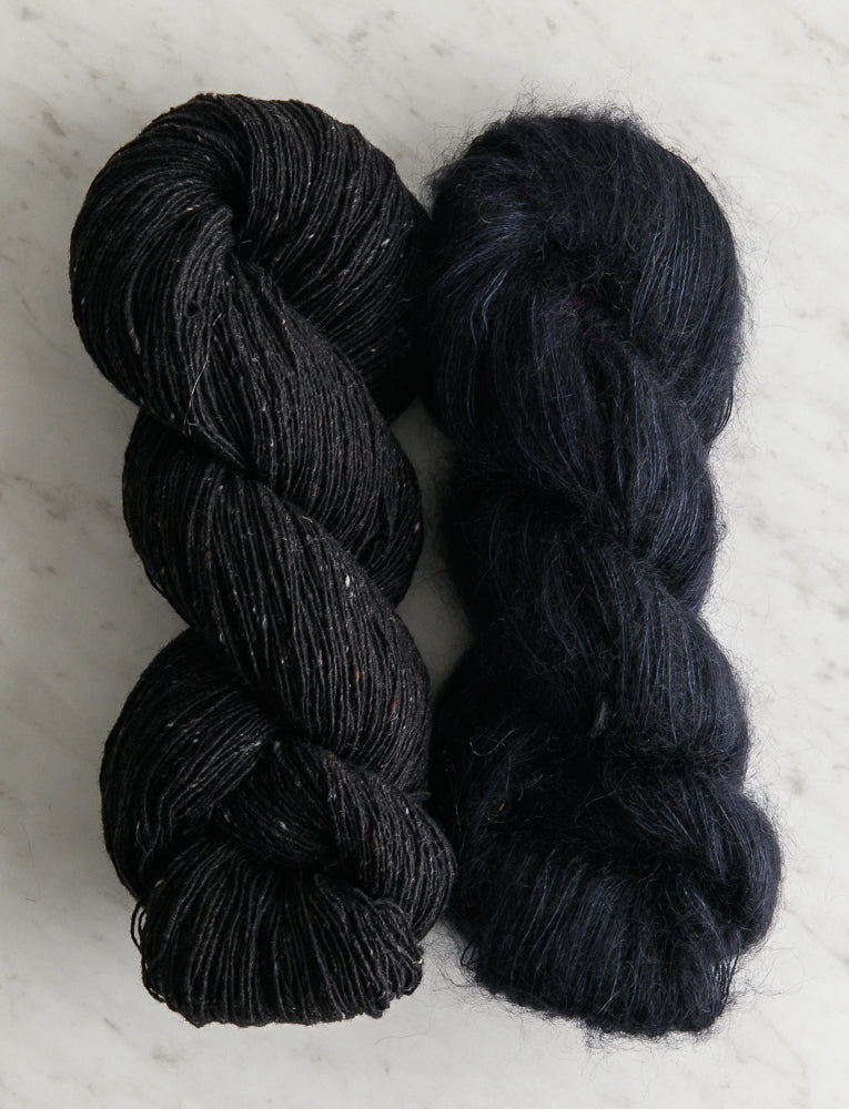 Classic Knit Beret Bundle, Black Sand + Blue Black