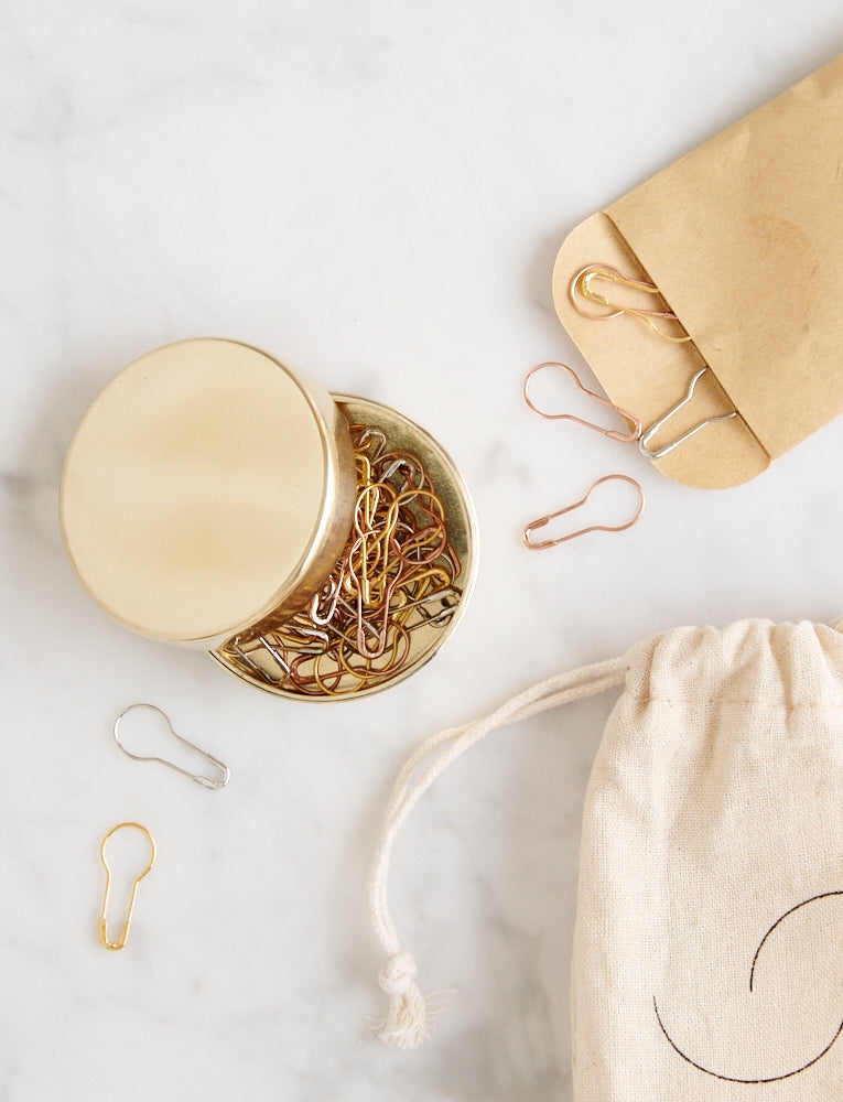Brass Notions Tin with Stitch Markers