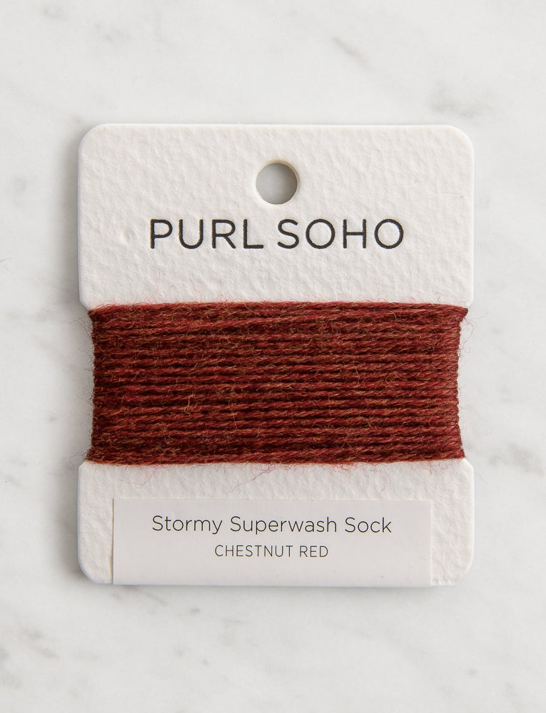 Stormy Superwash Sock Color Cards, Chestnut Red
