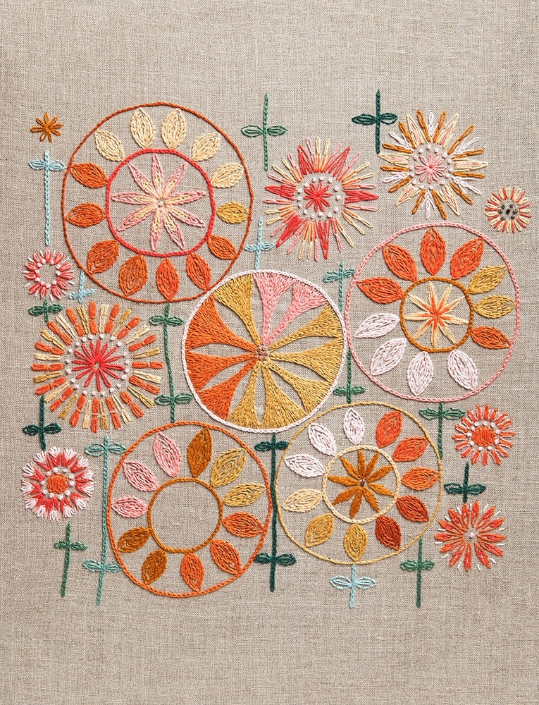 Swedish Embroidery Panel + Pattern, Bursting Blooms