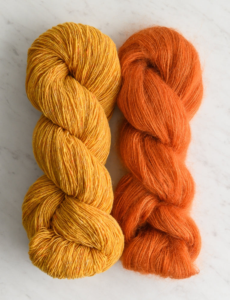 Classic Knit Beret Bundle, Golden Meadow + Alizarin Orange