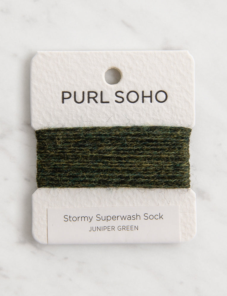 Stormy Superwash Sock Color Cards, Juniper Green