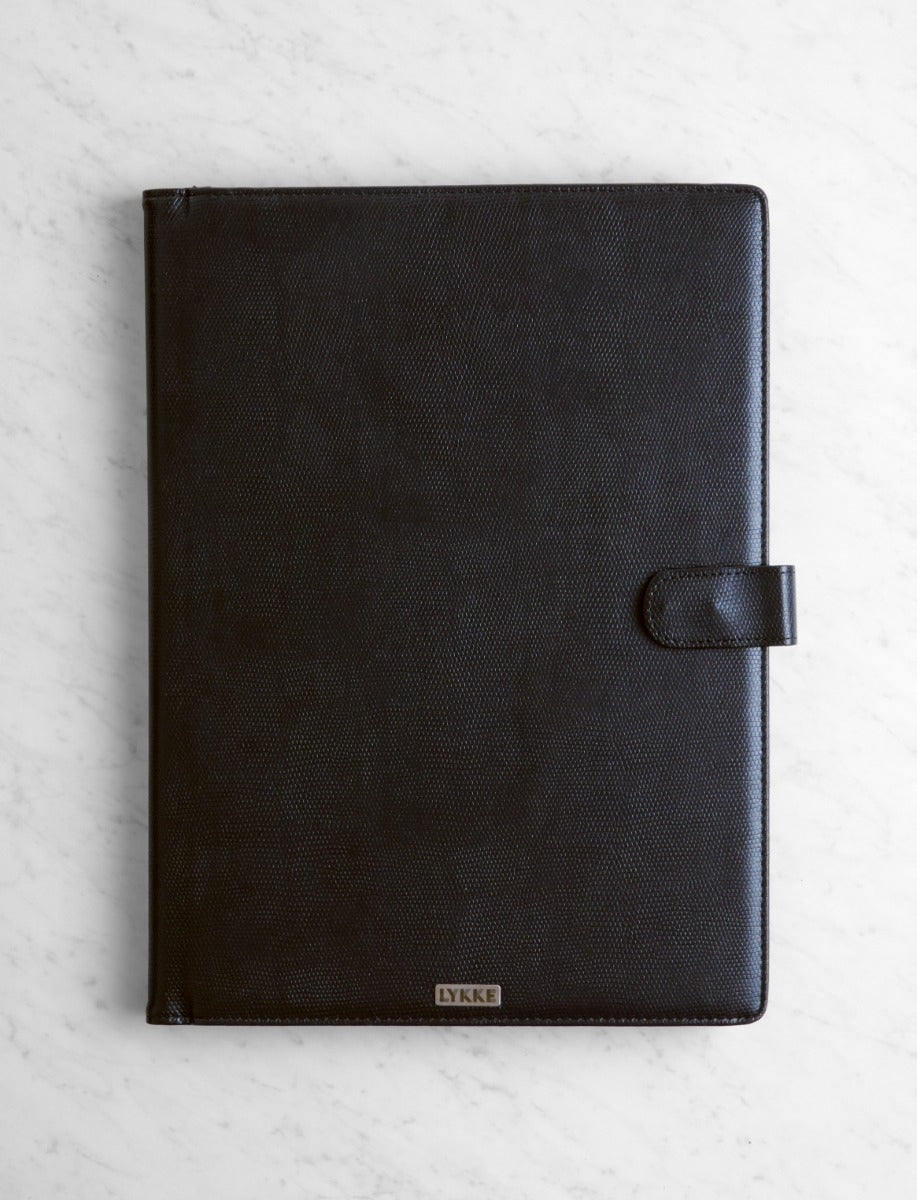 14" Straight Needle Set, Black Faux Leather
