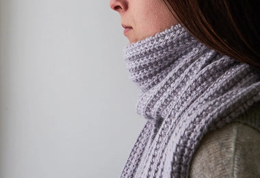 No-Purl Ribbed Scarf, Now in Lavender Opal