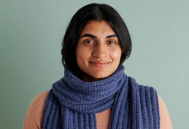No-Purl Ribbed Scarf in Yonder
