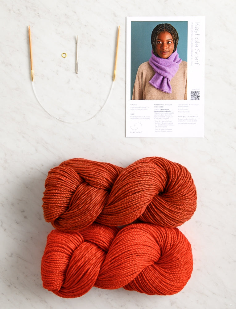 Keyhole Scarf Kit, Kiln Red  + Red Poppy