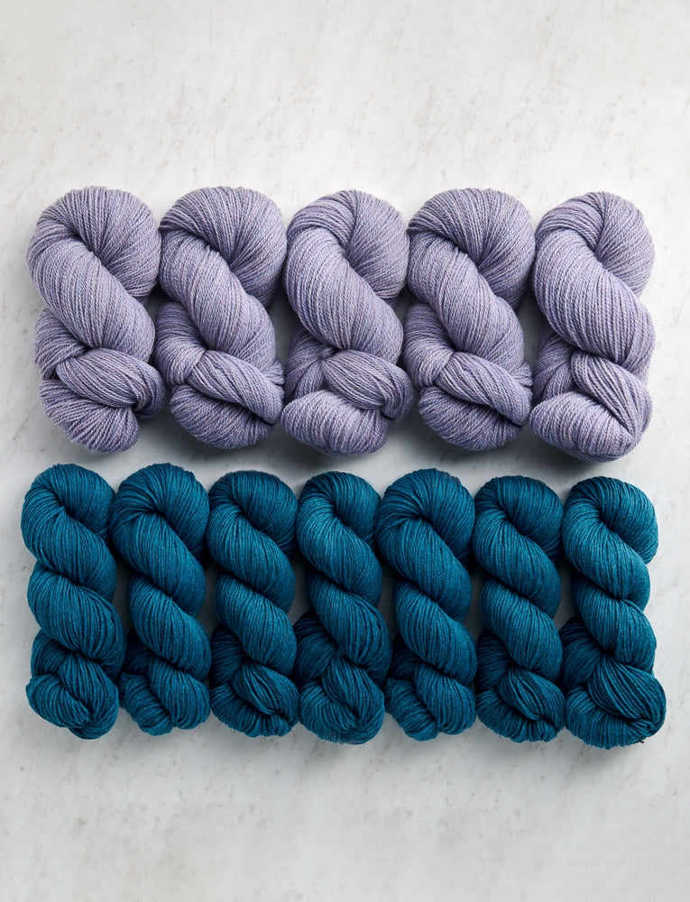 Double Knit Blanket Bundle, Periwinkle Gray + True Turquoise, Throw