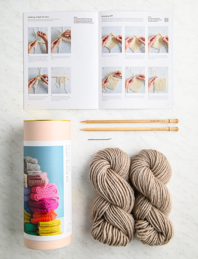 Learn To Knit Kit, Sea Salt