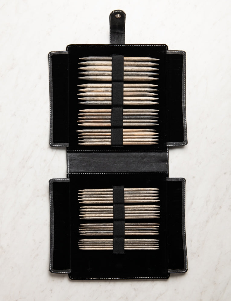 Driftwood Double Pointed Needle Set, Large Set, US 6-13 (4-9mm), Gray Denim