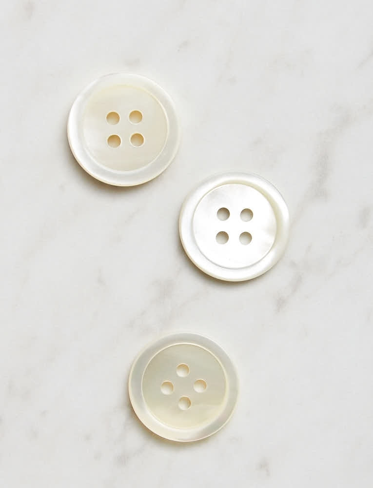 Large Mother Of Pearl Button, 3/4 inch, 4 Hole Ecru