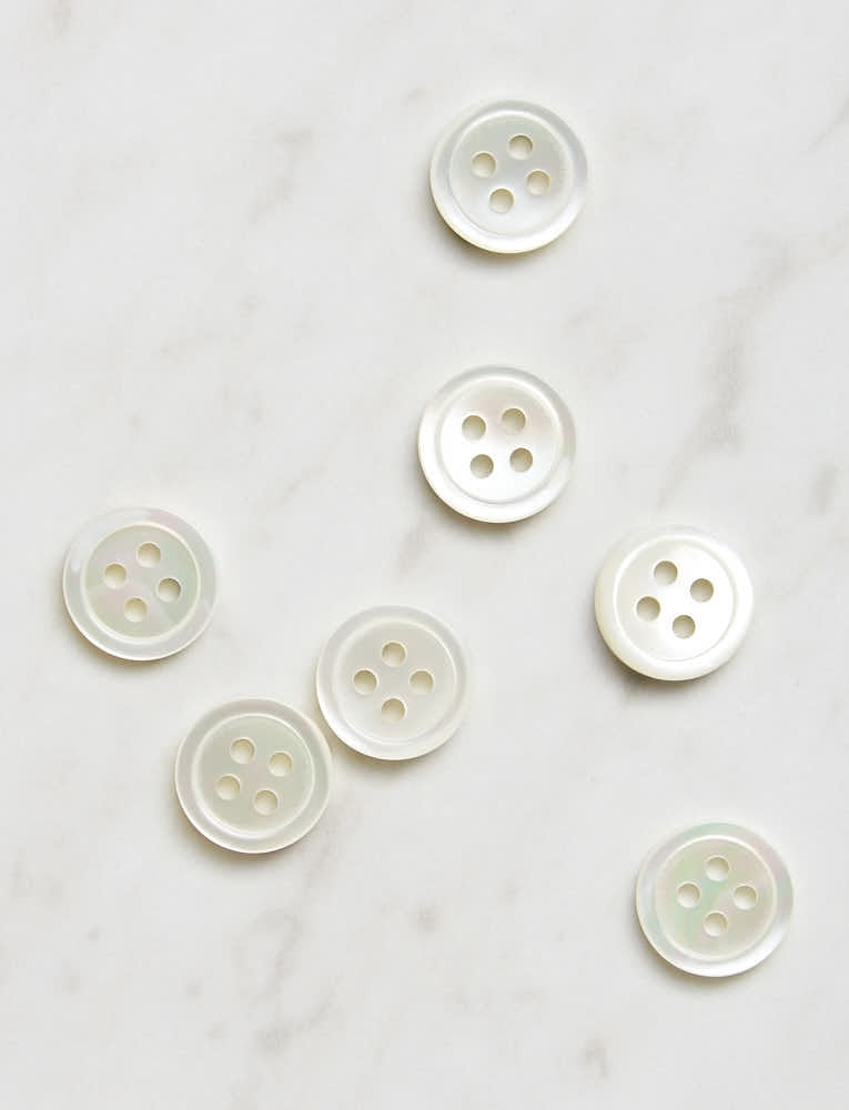 Medium Mother Of Pearl Button, 1/2 inch, 4 Hole Ecru