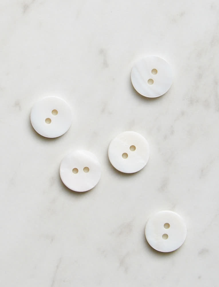 Medium Mother Of Pearl Button, 1/2 inch, 2 Hole White