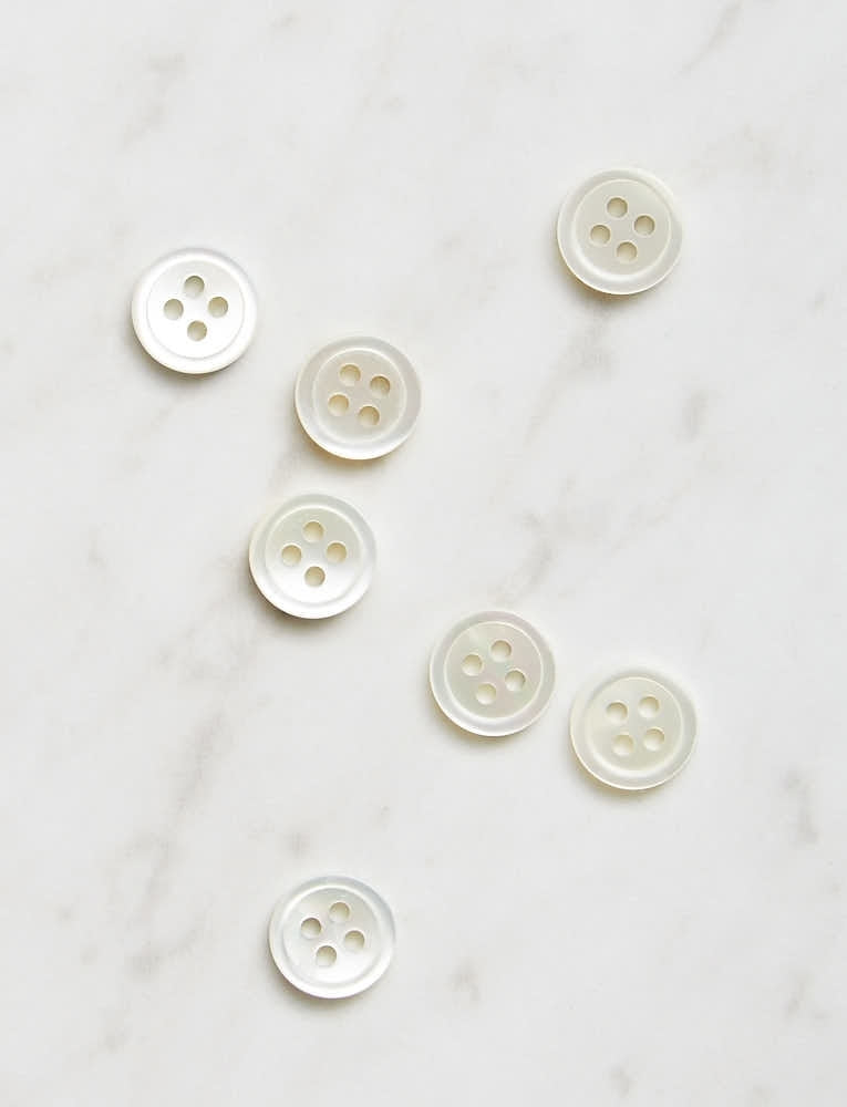 Small Mother Of Pearl Button, 3/8 inch, 4 Hole Ecru