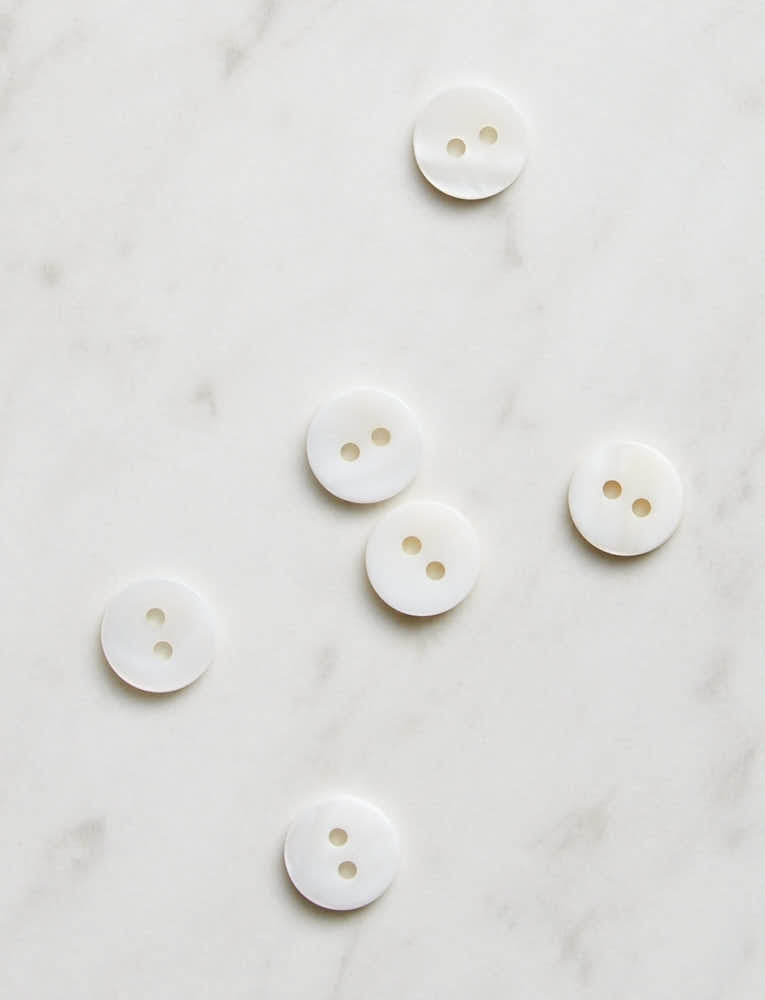Small Mother Of Pearl Button, 3/8 inch, 2 Hole White