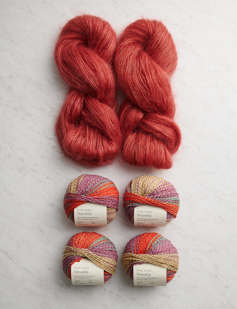 Soft Stripes Wrap Bundle, Anjou Pear + Fall Dahlias, Scarf
