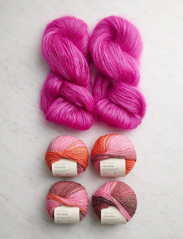 Soft Stripes Wrap Bundle, Bright Thistle + Goji Berry, Scarf