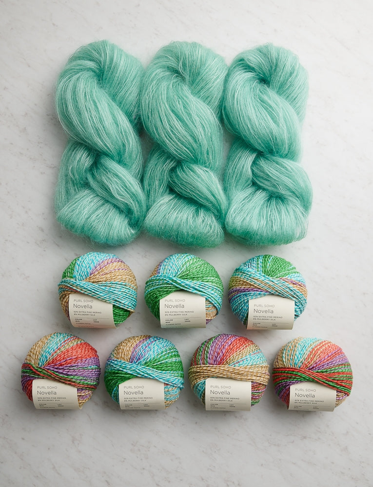 Soft Stripes Wrap Bundle, Bright Verdigris + Flower Patch, Wrap