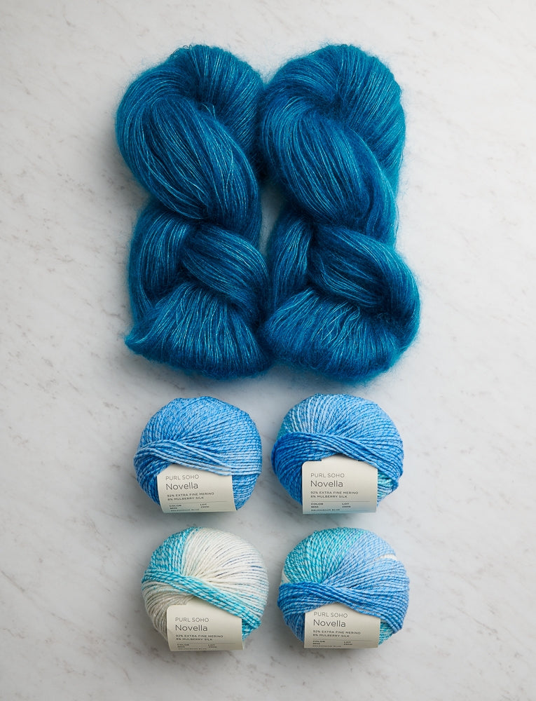 Soft Stripes Wrap Bundle, Cerulean Sea + Delphinium Blue, Scarf