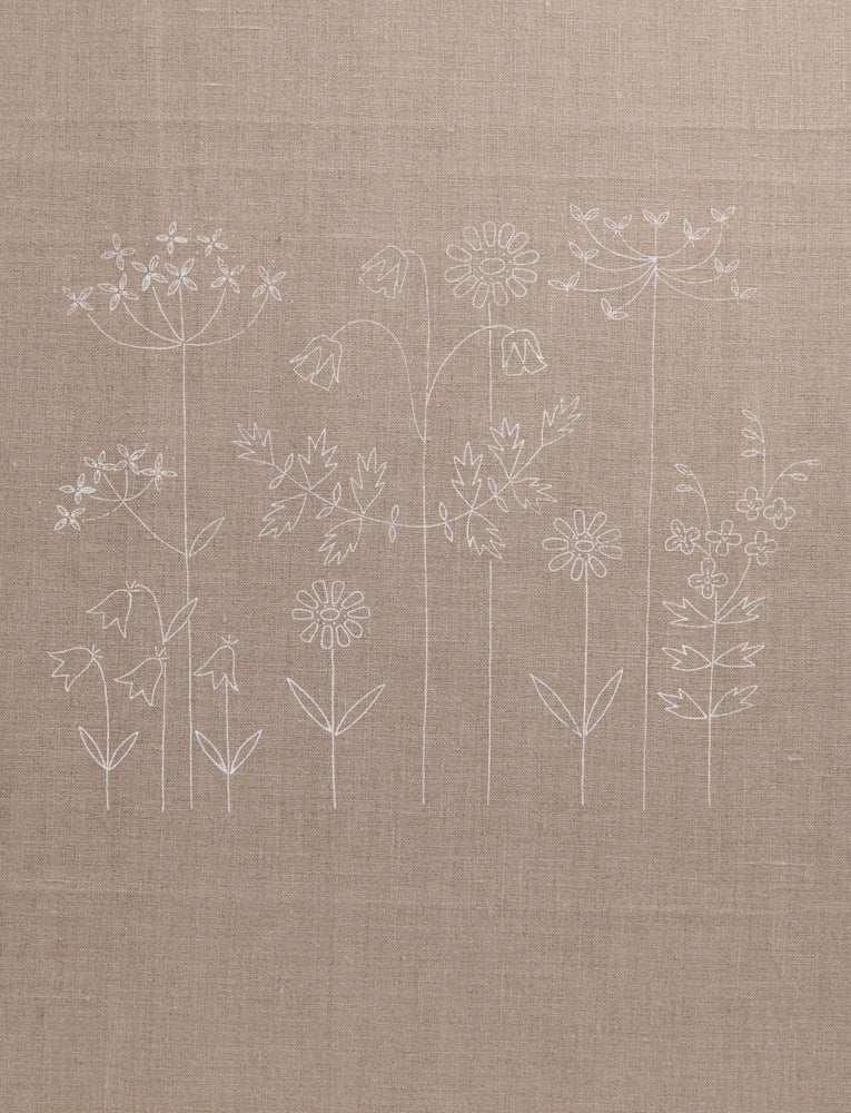 Swedish Embroidery Panel + Pattern, Blue Blossoms