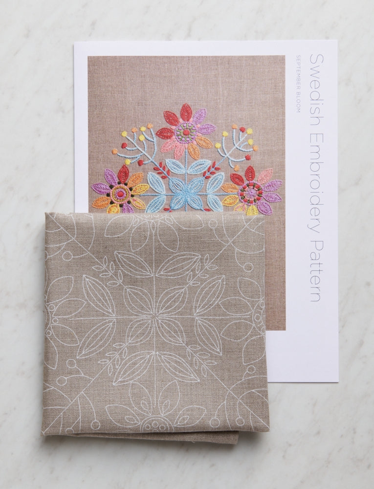 Swedish Embroidery Panel + Pattern, September Bloom