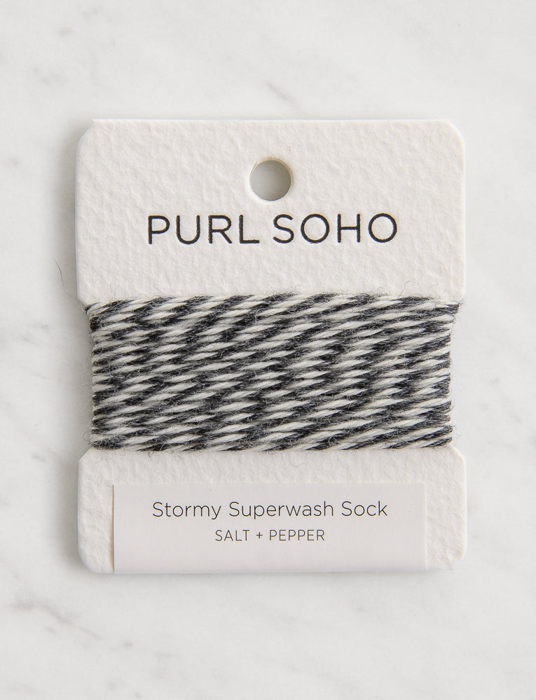 Stormy Superwash Sock Color Cards, Salt + Pepper