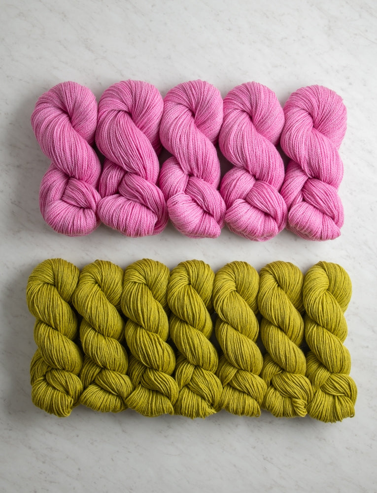 Double Knit Blanket Bundle, Spring Rose + Golden Green, Throw
