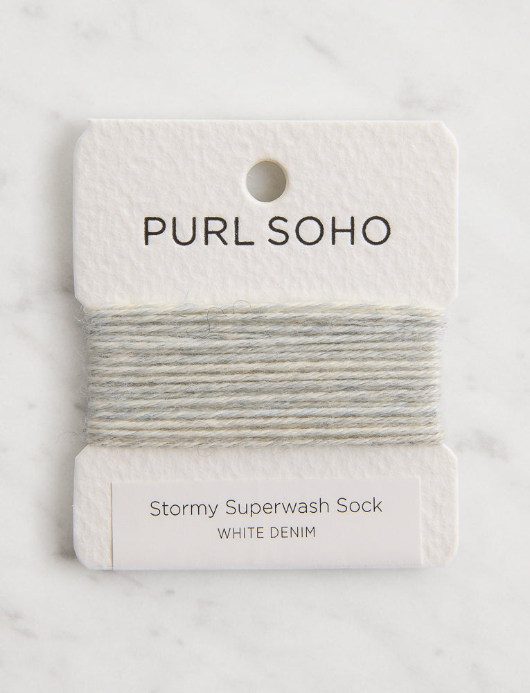 Stormy Superwash Sock Color Cards, White Denim