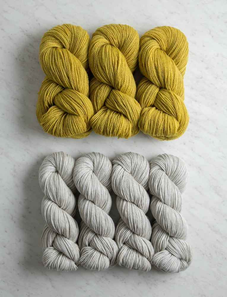 Double Knit Blanket Bundle, Yellow Olive + Dove Gray, Crib