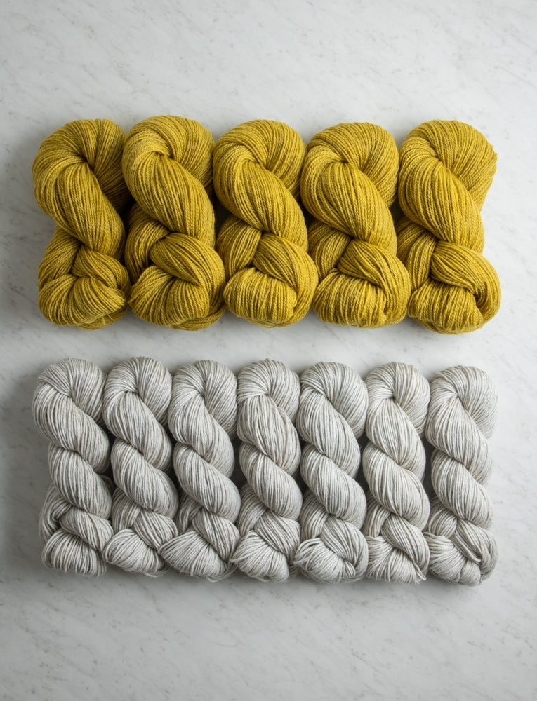 Double Knit Blanket Bundle, Yellow Olive + Dove Gray, Throw