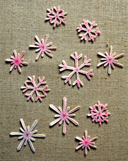 Felt Snowflake Tips-3medium Size-winter Snowflakes-quilt 