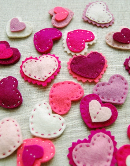 Felt Sheet 8 x 12 - 100% Wool - SWEET HEARTS