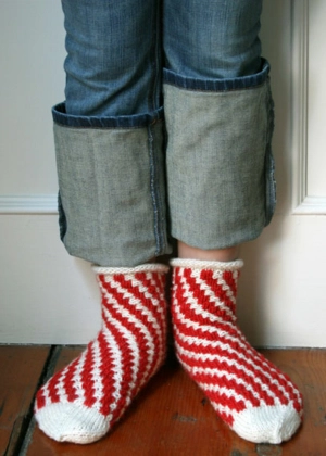 Candy Cane Bedroom Socks | Purl Soho