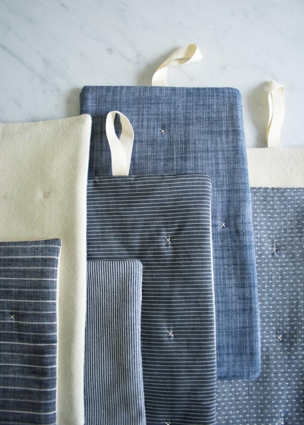 Dry pearl tea towel twisted half linen, Blue-white