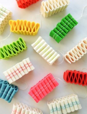 Ribbon Candy Felt Ornaments | Purl Soho