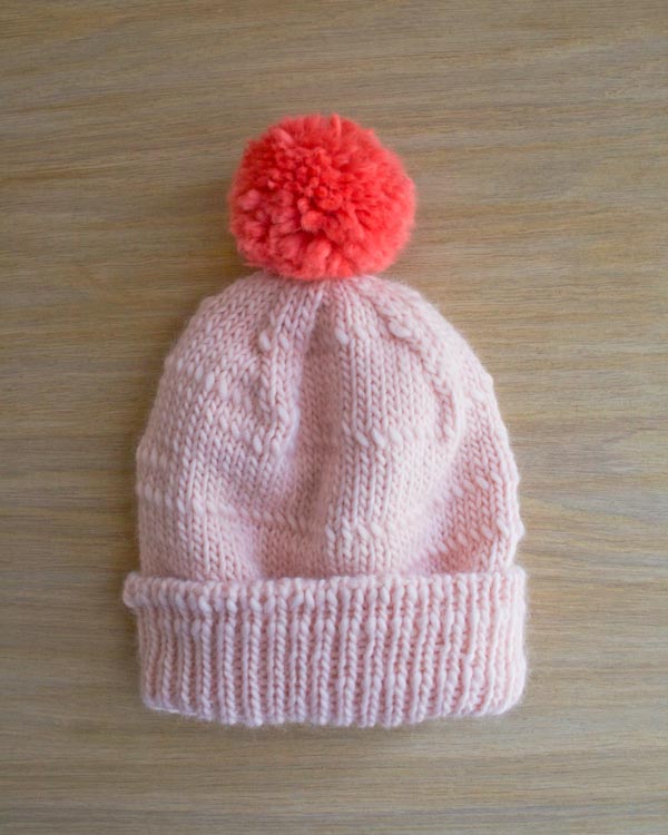 Classic Cable Knit Pom Pom Hat in Soft Pink | Northern Classics