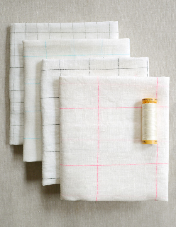 Easy Drawstring Bags in Linen Grid | Purl Soho