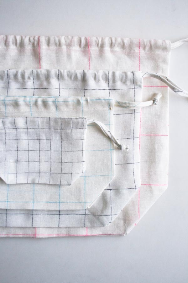 Easy Drawstring Bags in Linen Grid | Purl Soho