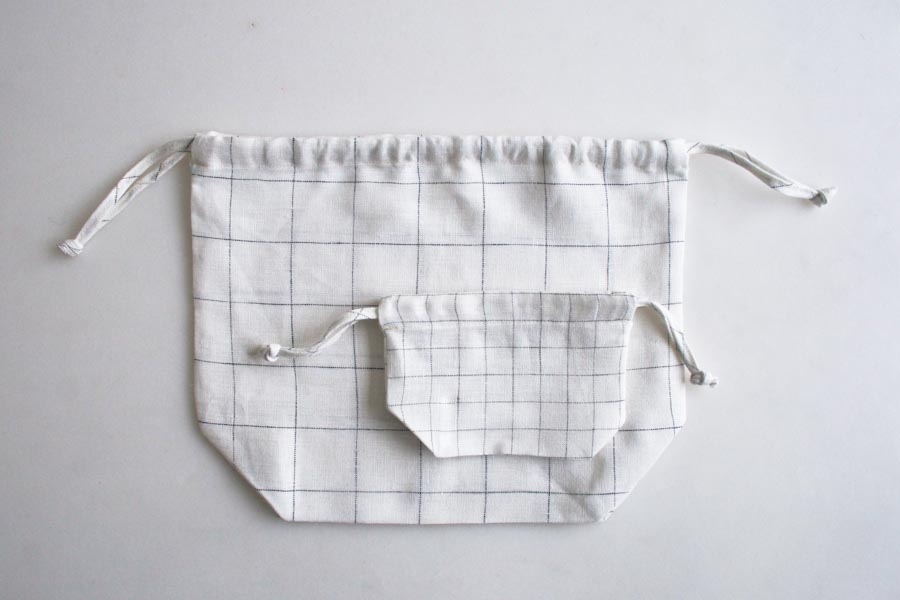 Easy Drawstring Bags in Linen Grid | Purl Soho