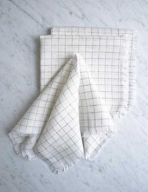 Fringed Napkins in Linen Grid | Purl Soho