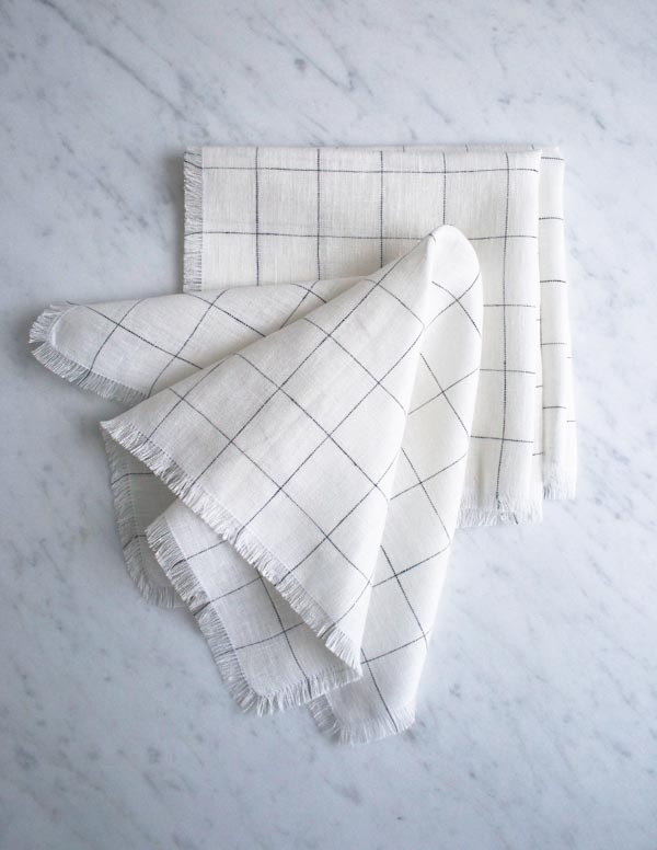 Fringed Napkins in Linen Grid | Purl Soho