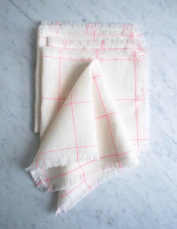 Fringed Napkins in Linen Grid | Purl Soho