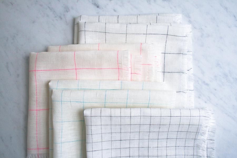 Fringed Napkins in Linen Grid | Purl Soho