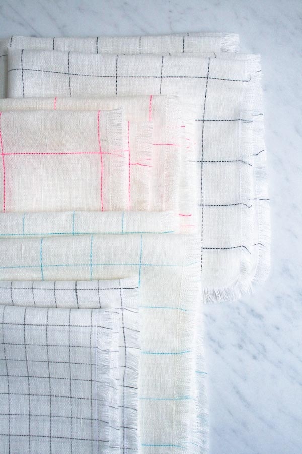 Fringed Napkins in Linen Grid | Purl Soho