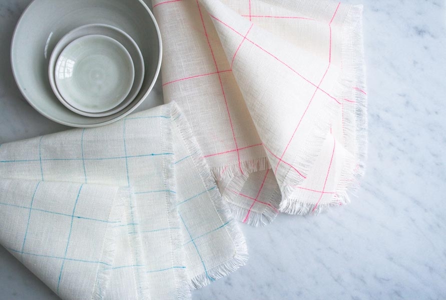 Fringed Napkins in Linen Grid | Purl Soho