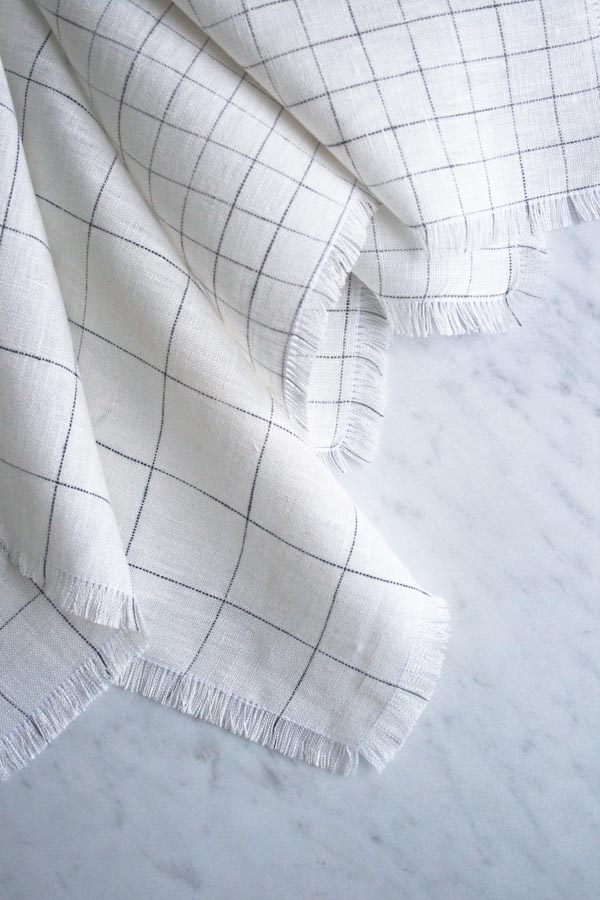 Fringed Napkins in Linen Grid | Purl Soho